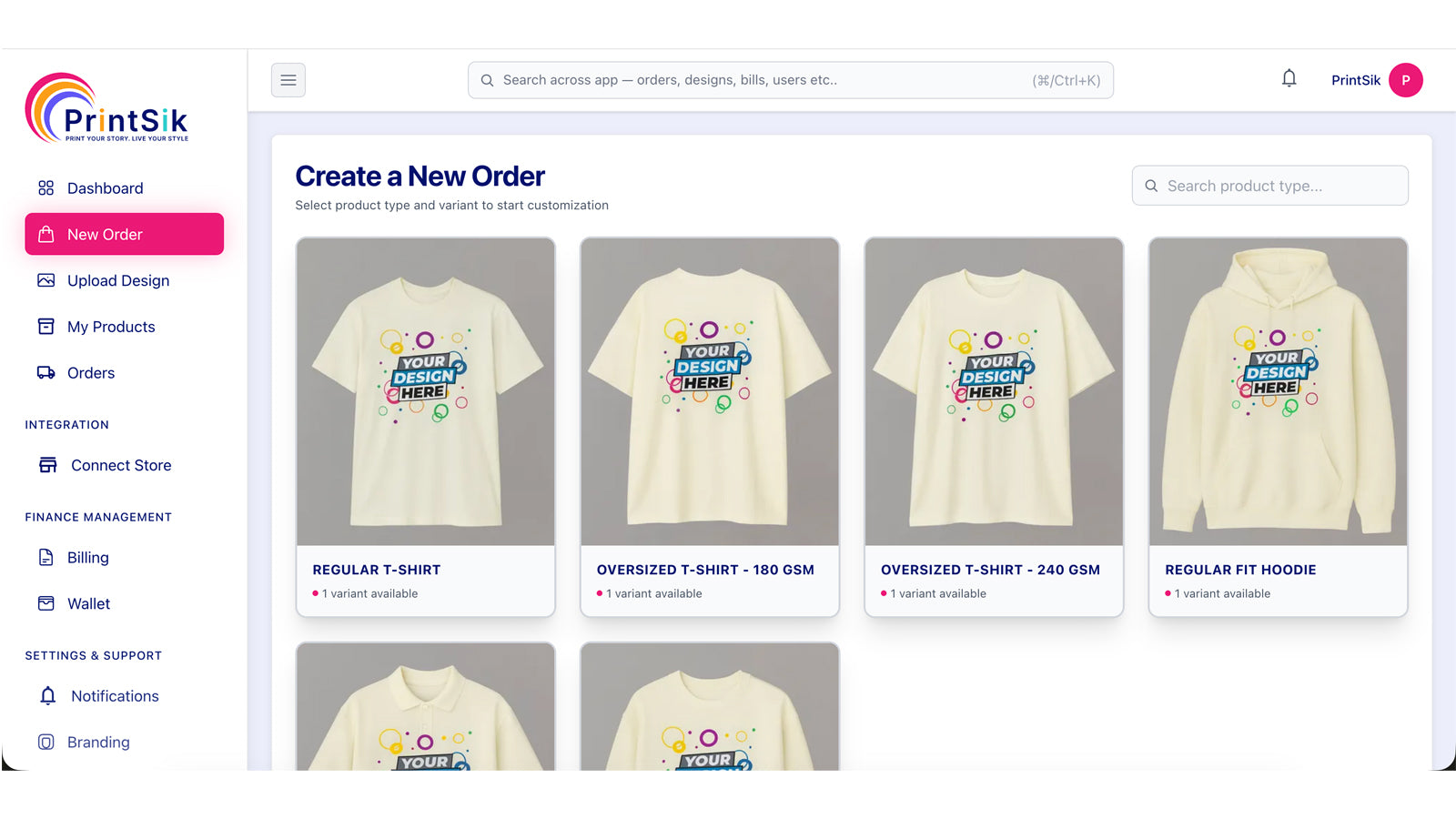 Product designer with live preview.