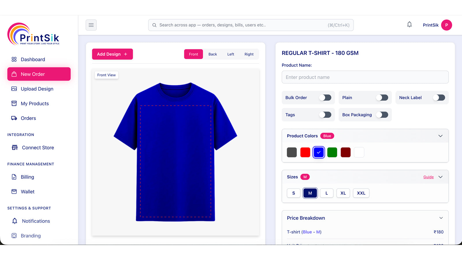 Mockup generator and design options.