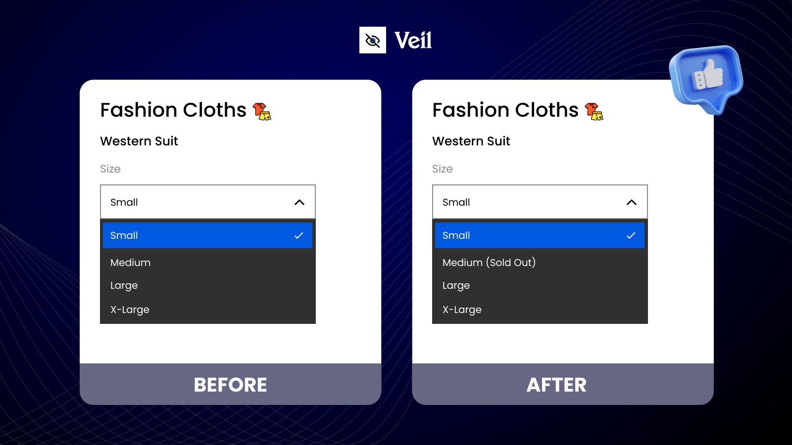 Hide product variant options