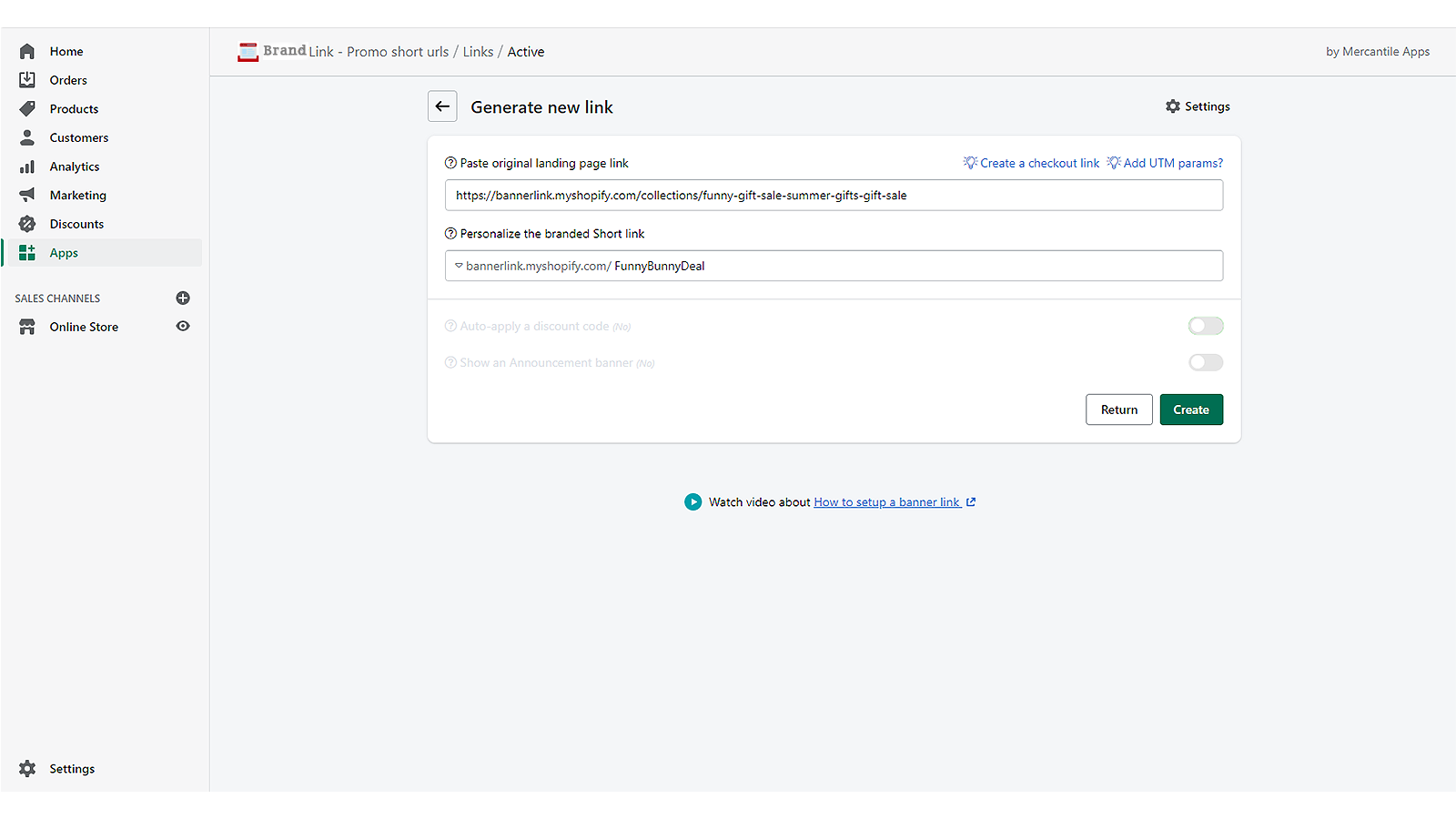 Generate a branded short url