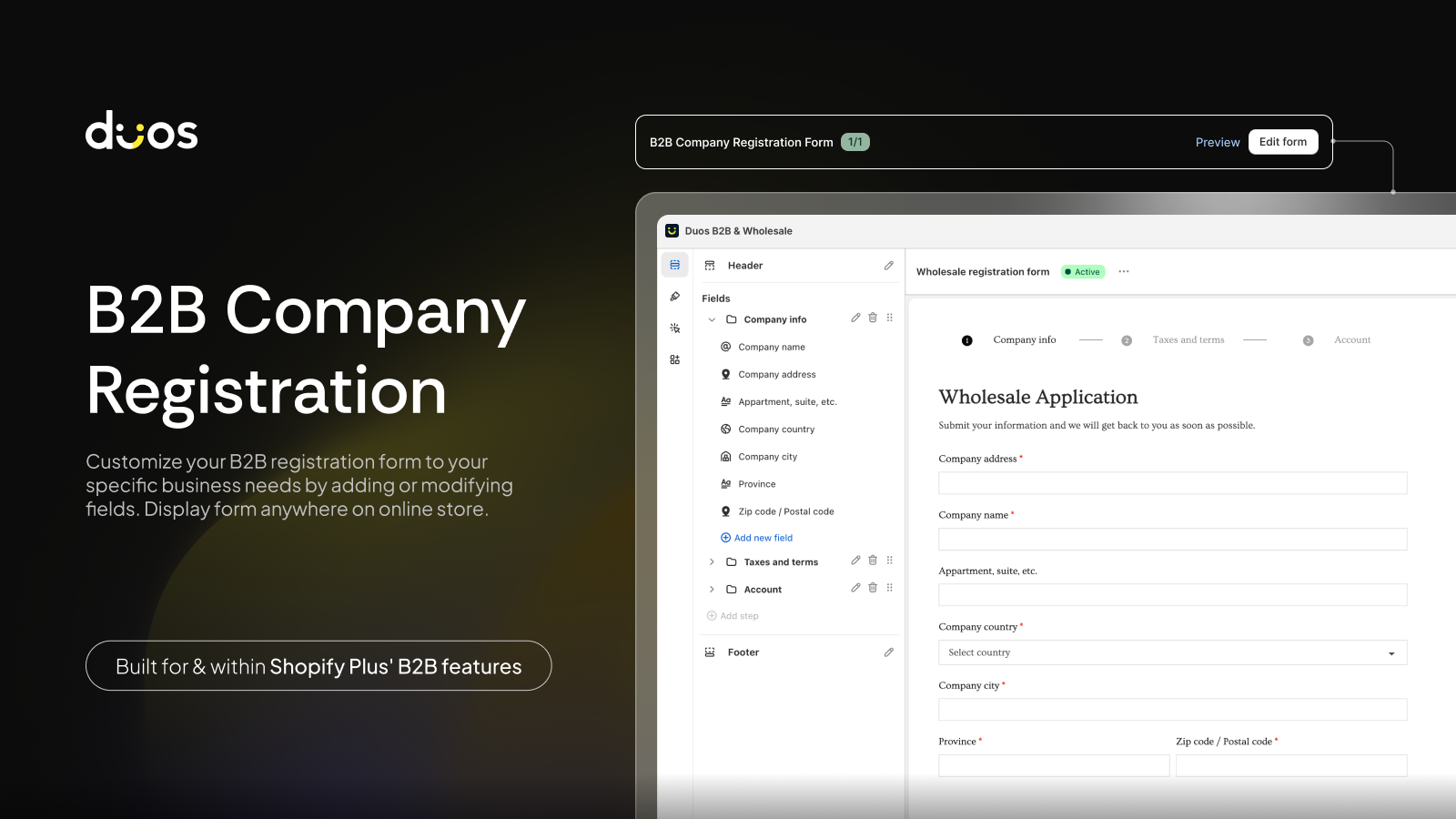 b2b form, registration form, form builder