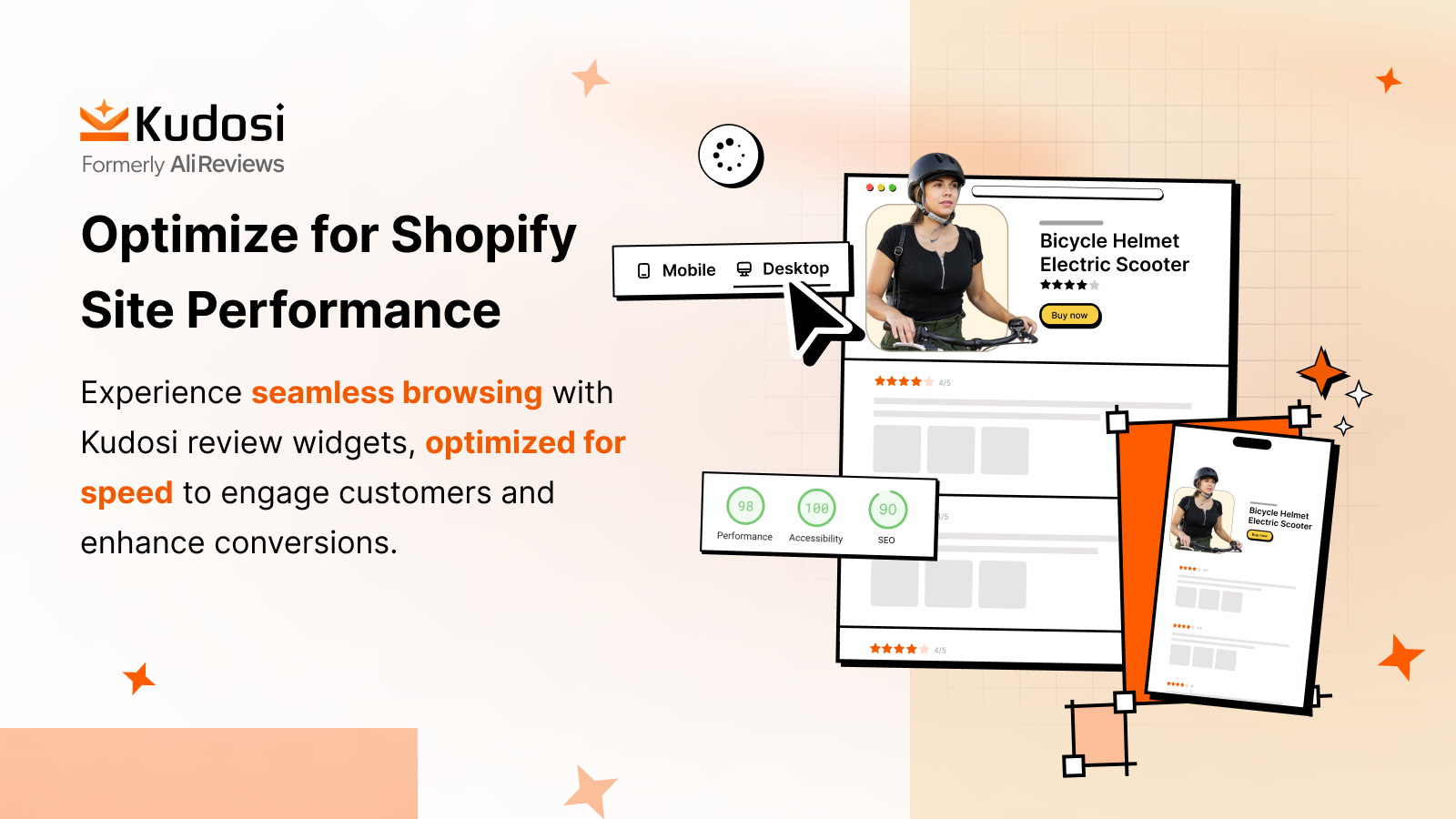 Kudosi (Ali Reviews) optimize review for mobile, review for desk