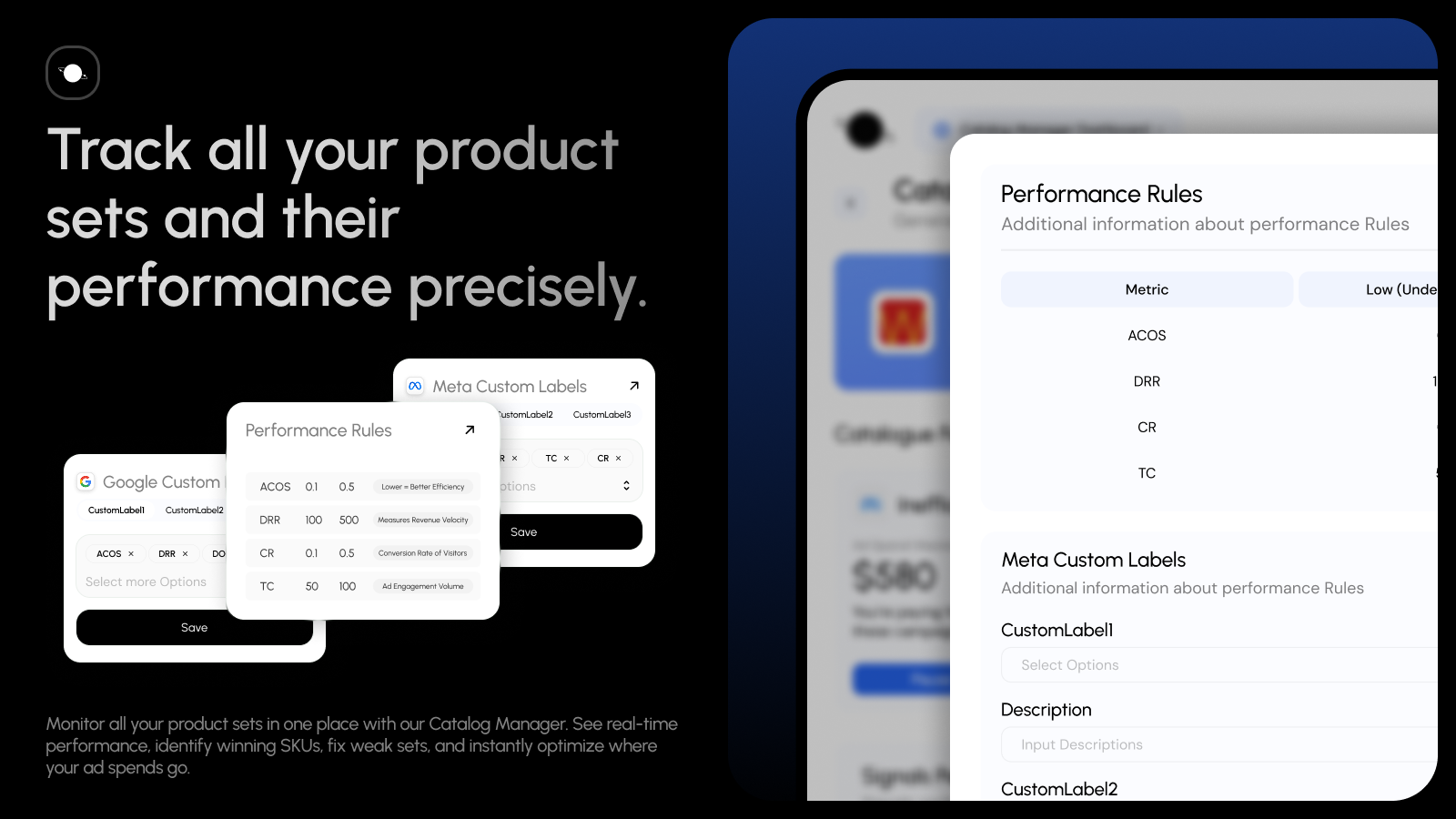Track all your product sets and their performance precisely.