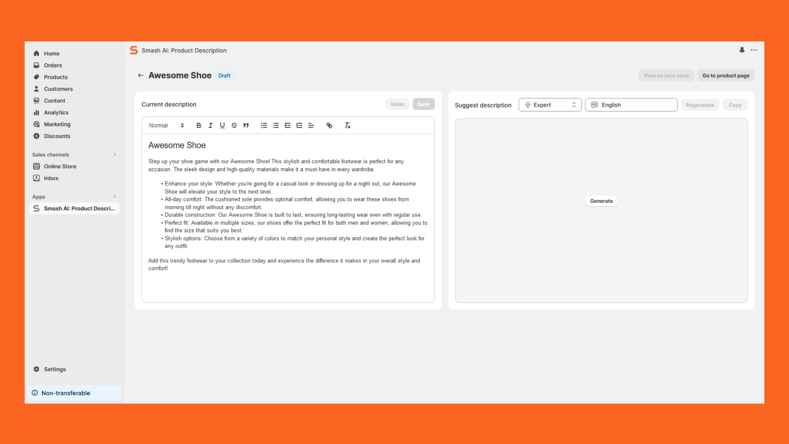 Edit description after generate