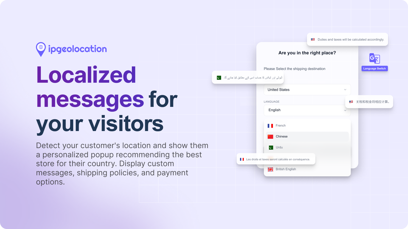 Localized messages for your visitors