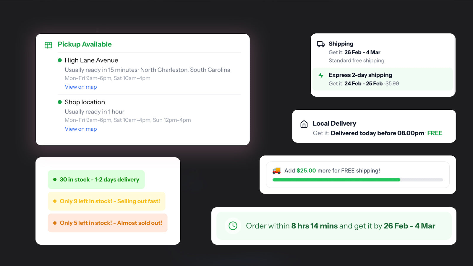 Shipping related app blocks in Sumo Product Page Blocks App