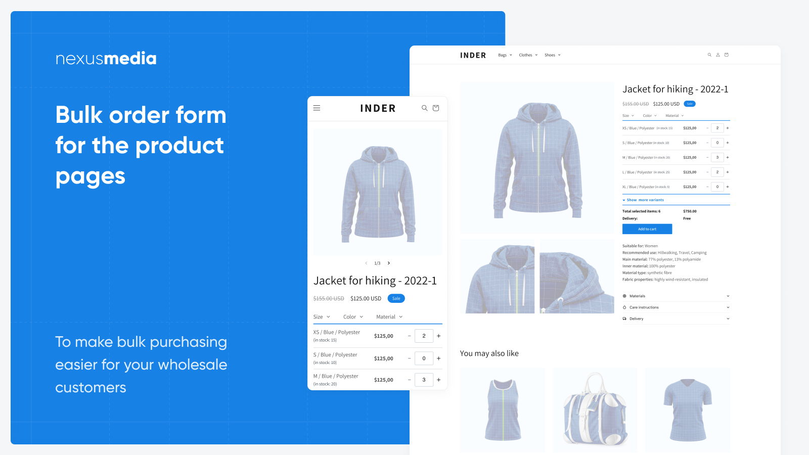 Bulk order form  for the product pages