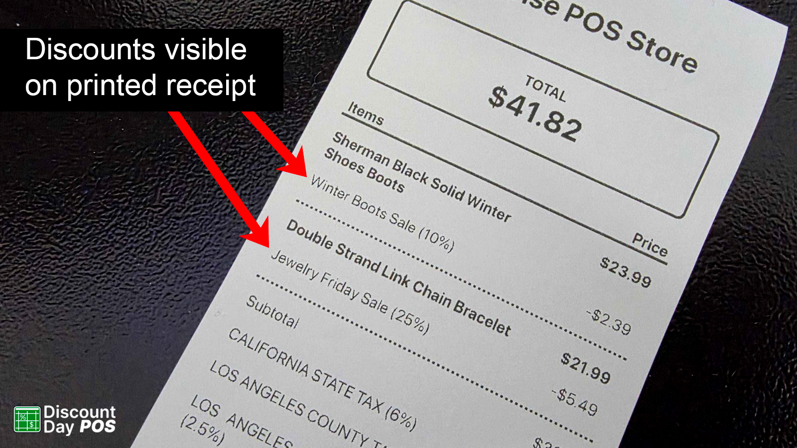 Discounts shown on printed receipt