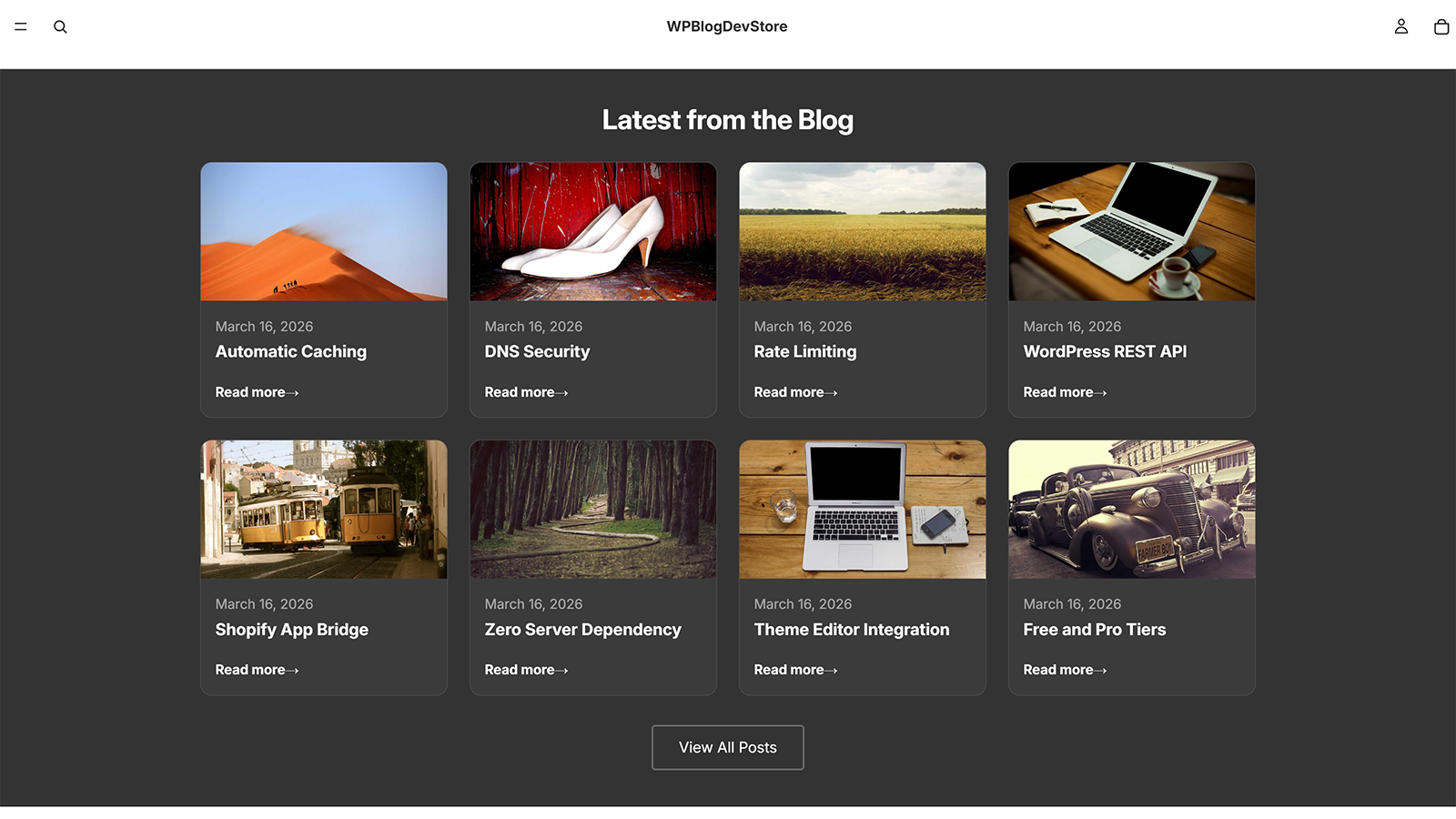 Configure post sizes, layout, theme
