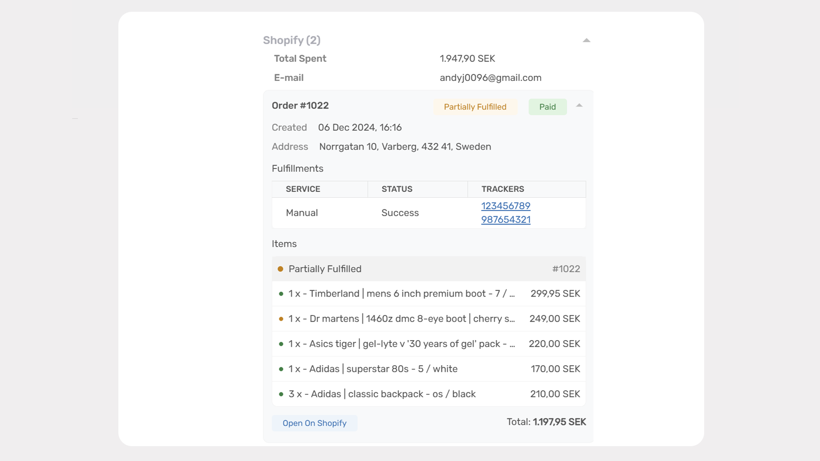 Ticket widget with customer insights