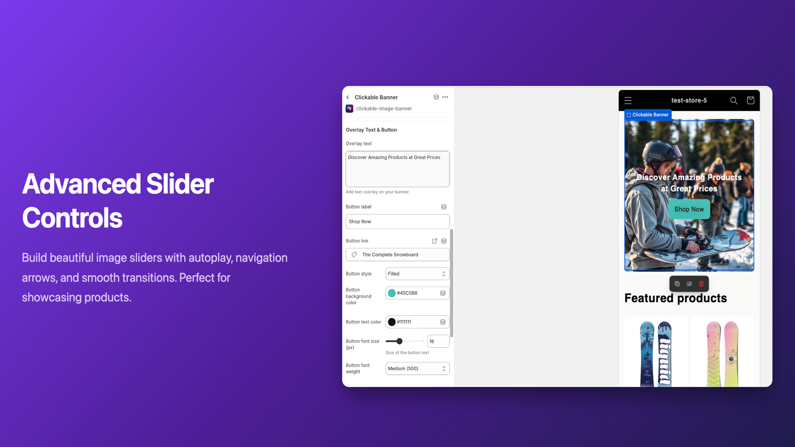 Advanced slider controls with autoplay and transitions