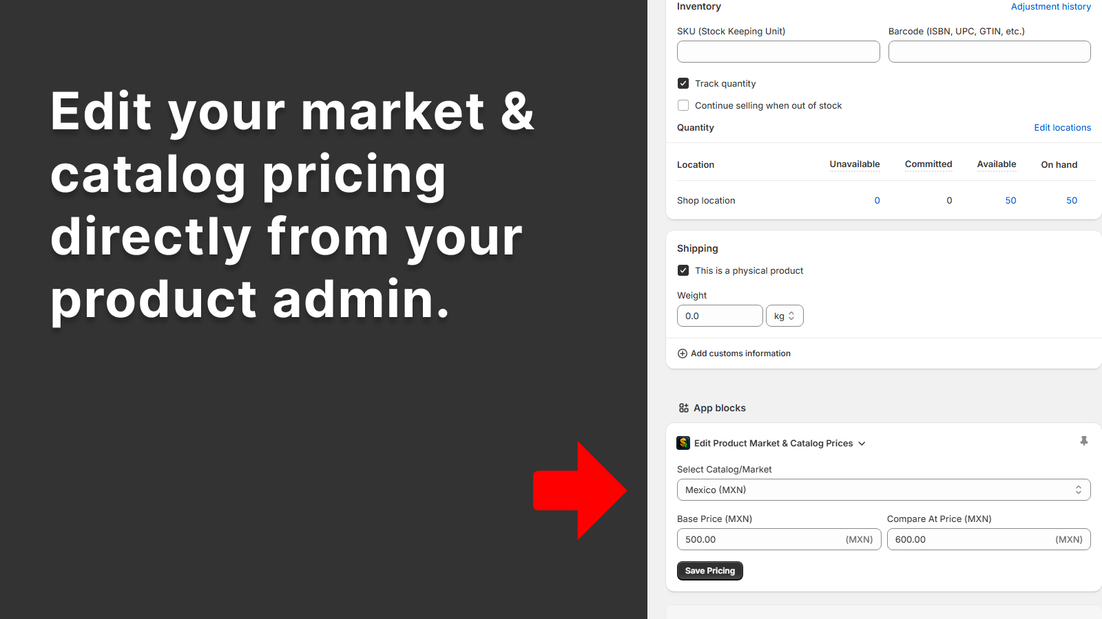 Edit your market & catalog pricing directly