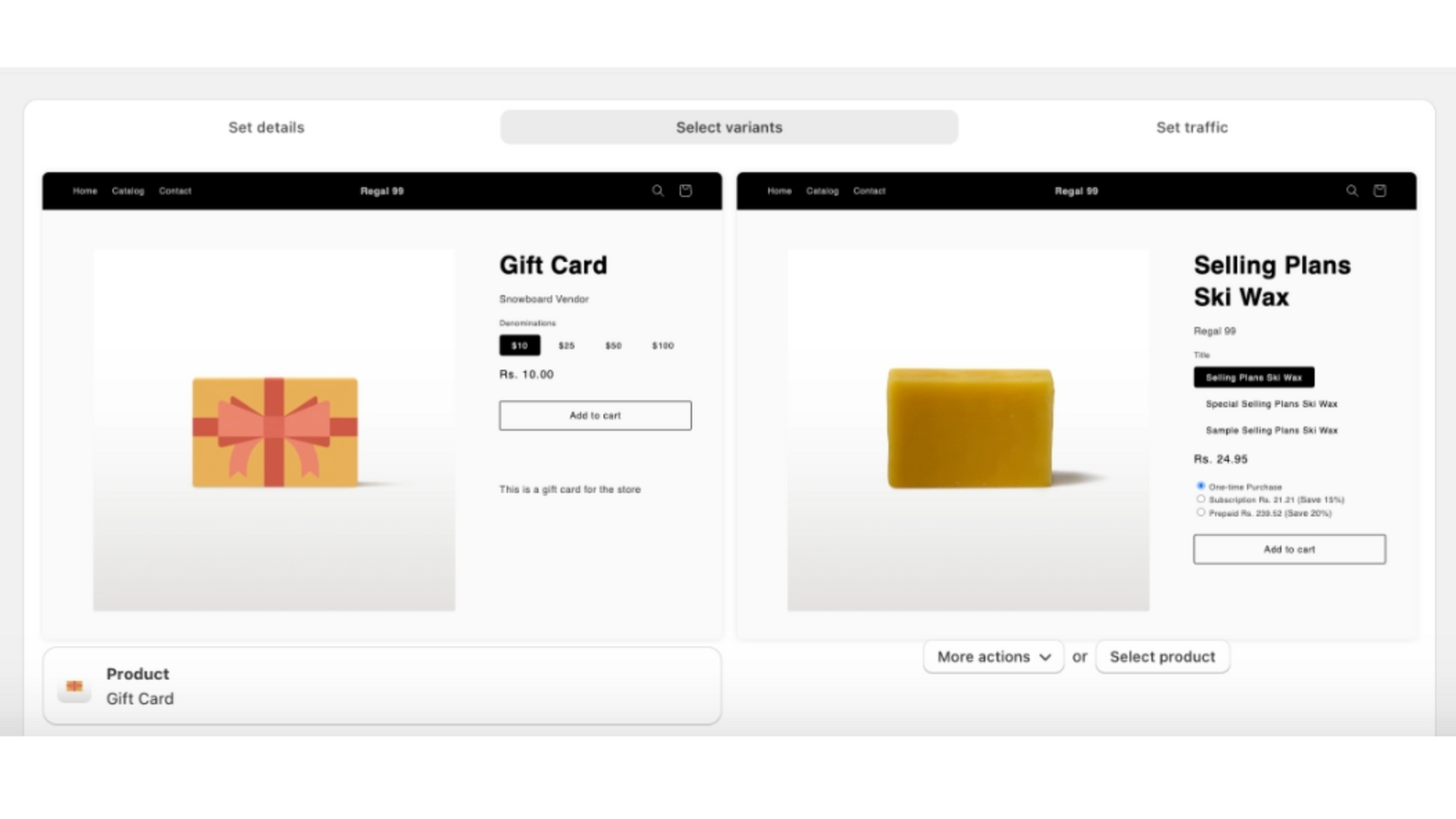 Redirect traffic to different products split testing