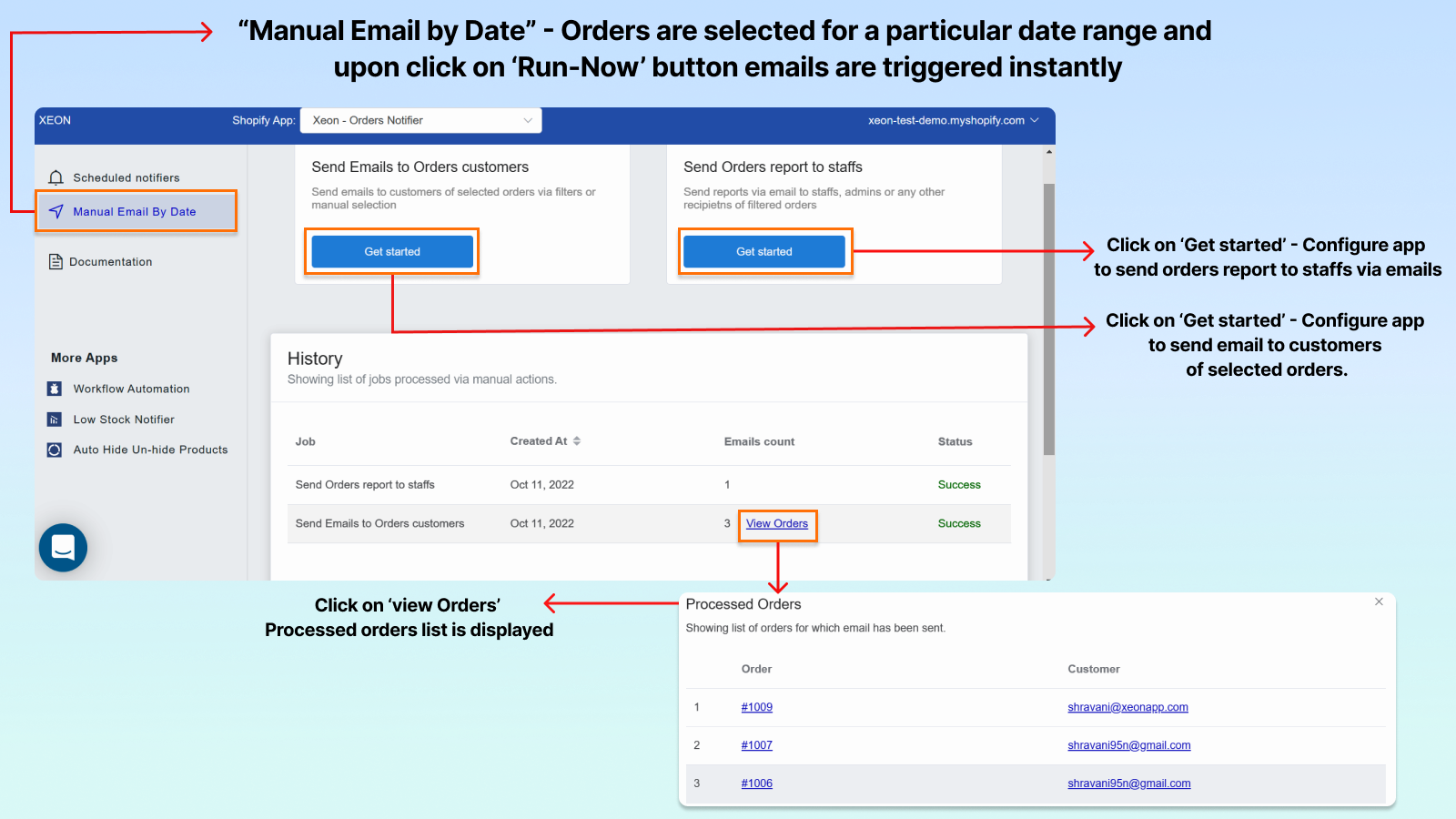 Manual email by date Dashboard