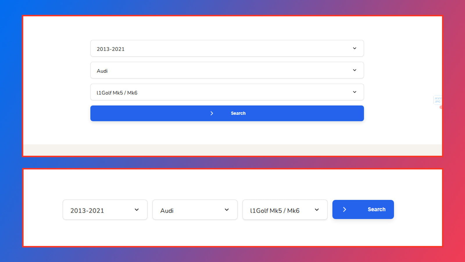 Year make model filter