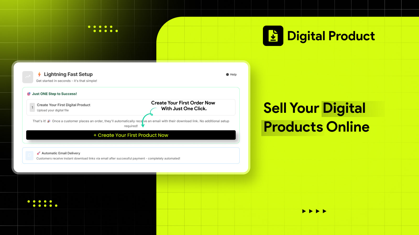 Quick setup to upload a digital product file and go live.