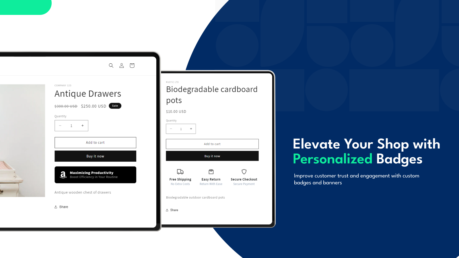 Personalized badges on product pages to boost engagement.