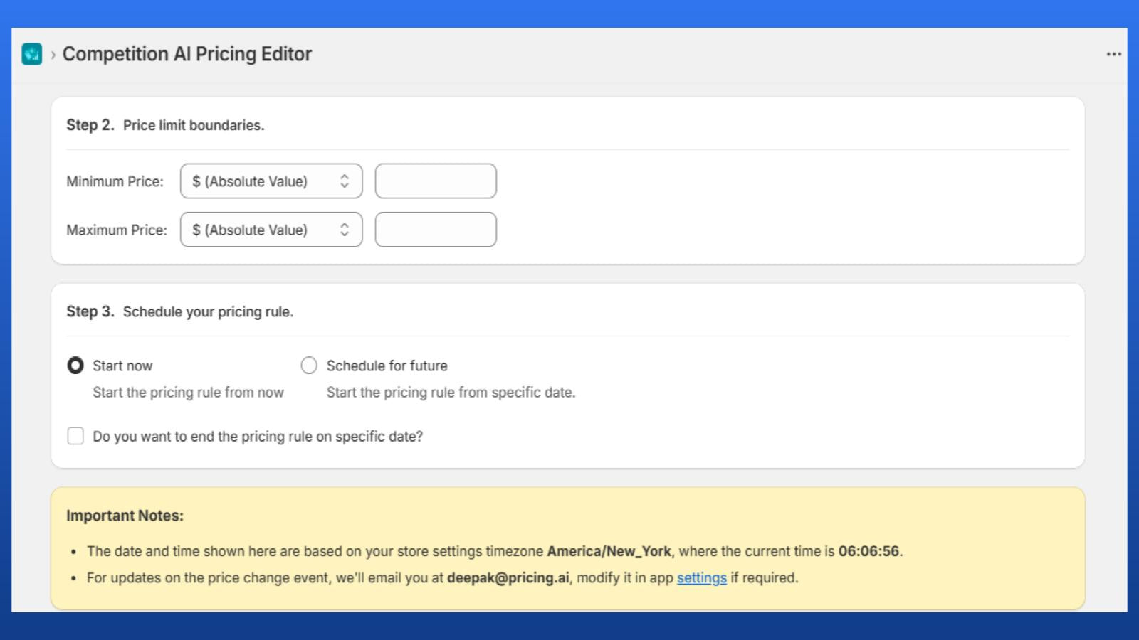 Schedule the pricing rules based on competitor