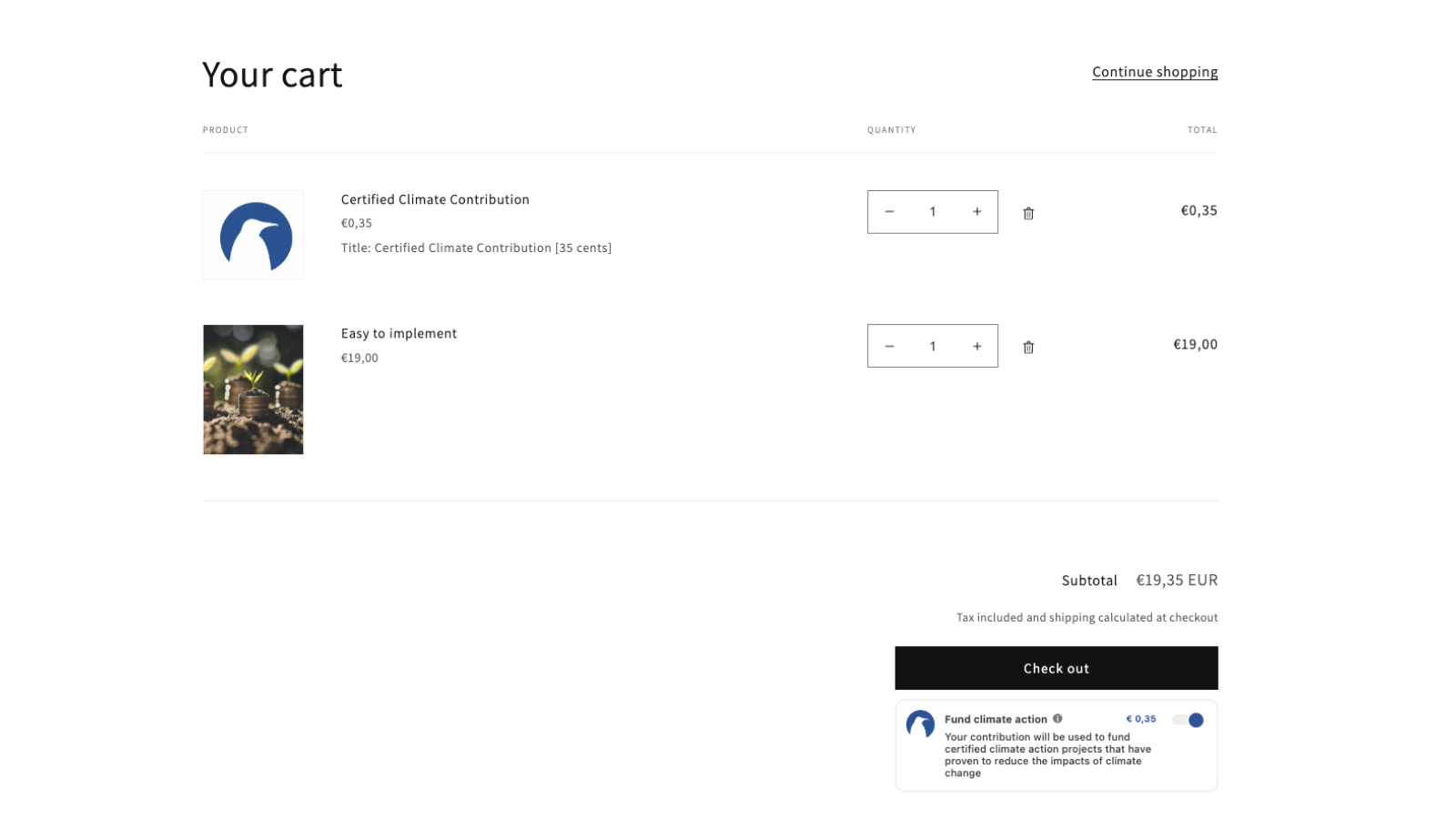 Eco Checkout and Carbon Offset Example