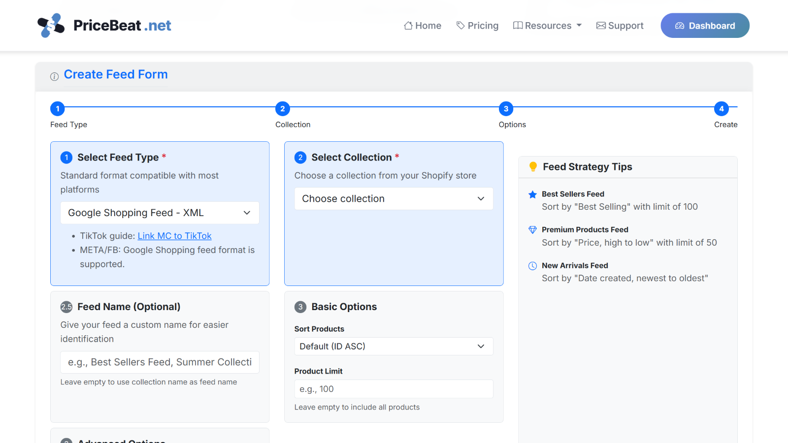 Create standard product feeds - like Google Shopping feed