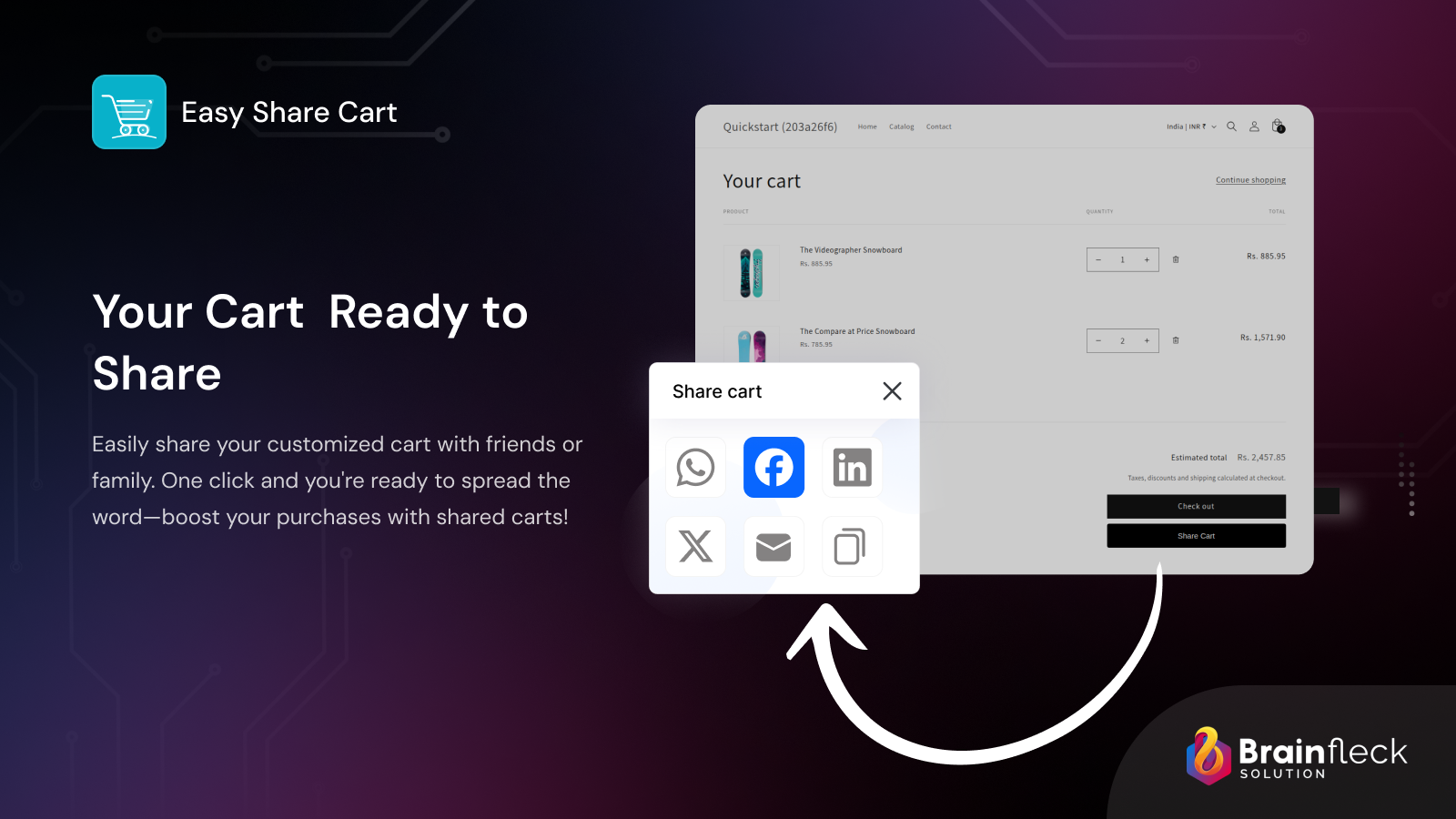 Easy Share Cart – Share your cart via social apps in one click