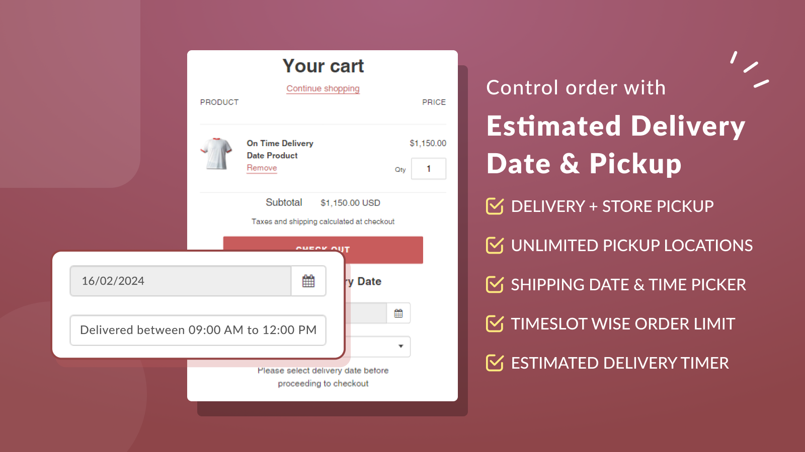 Delivery date and pickup shopify app