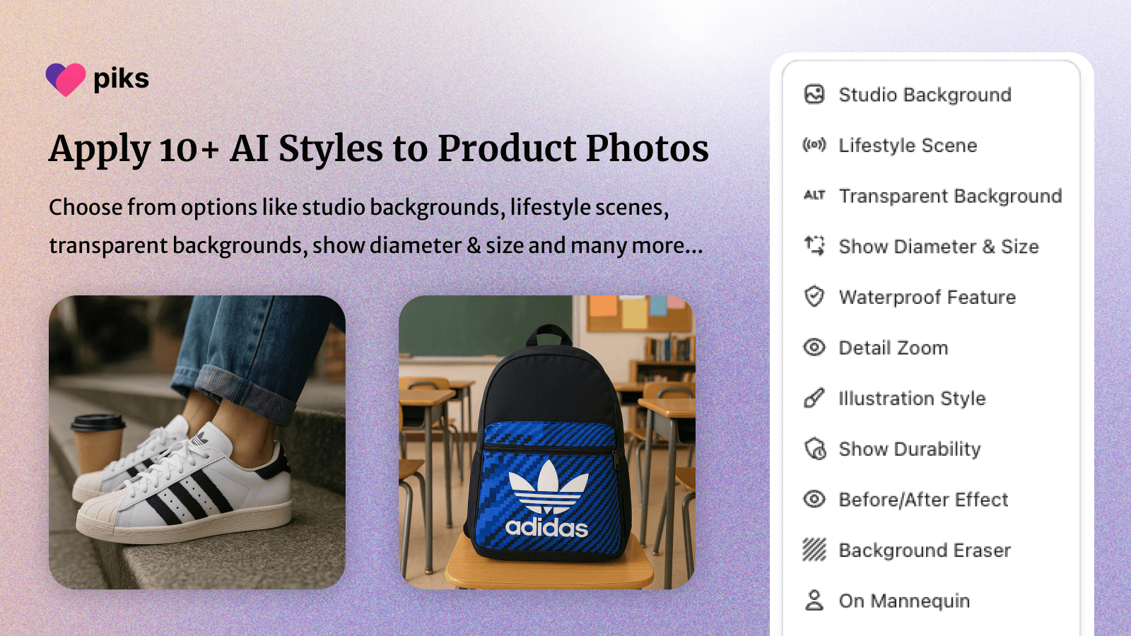 Apply 10+ AI Styles to Product Photos
