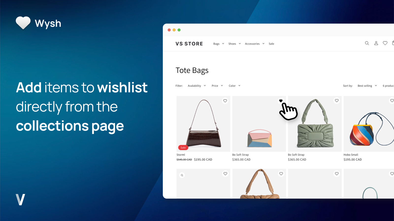 Add items to wishlist directly from the collections page