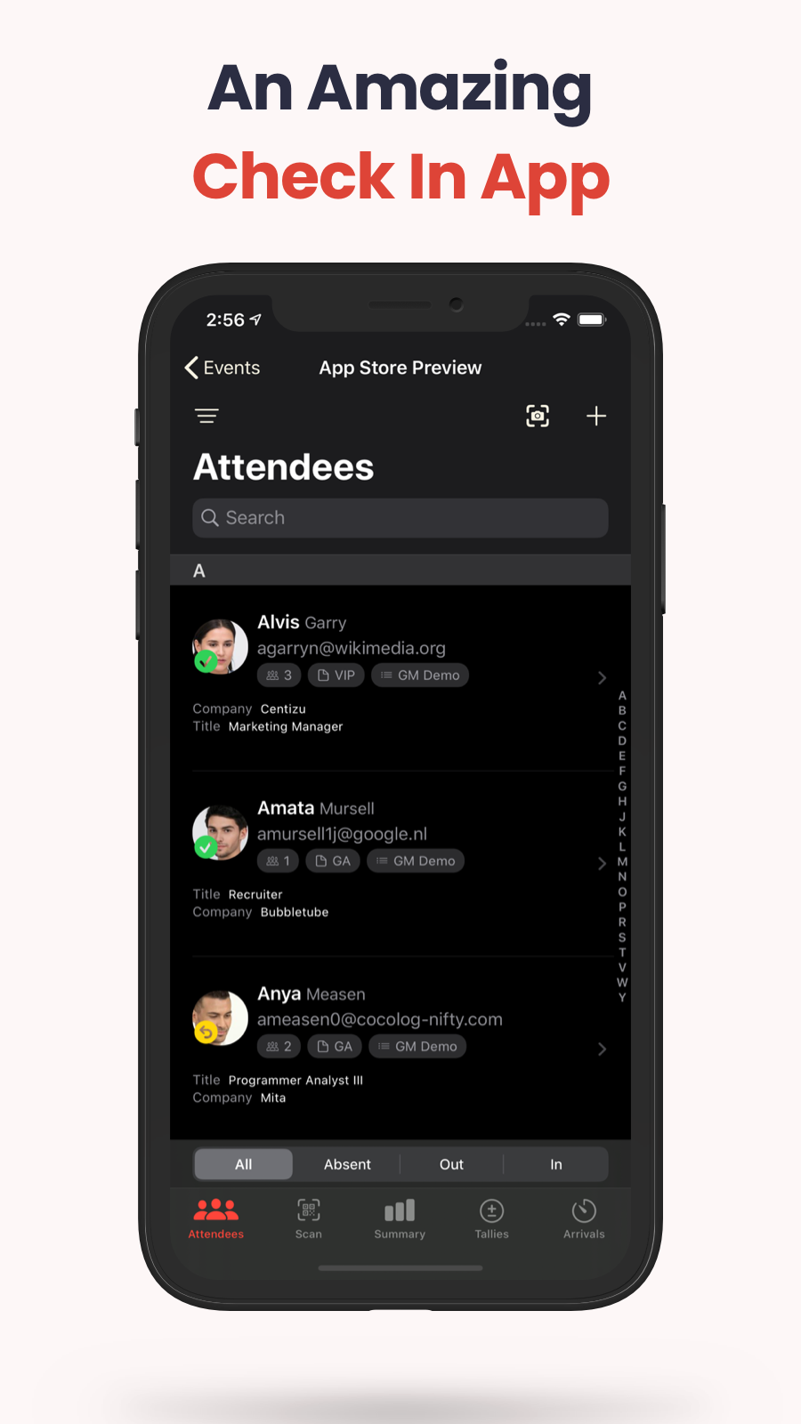 Check in and scan tickets app