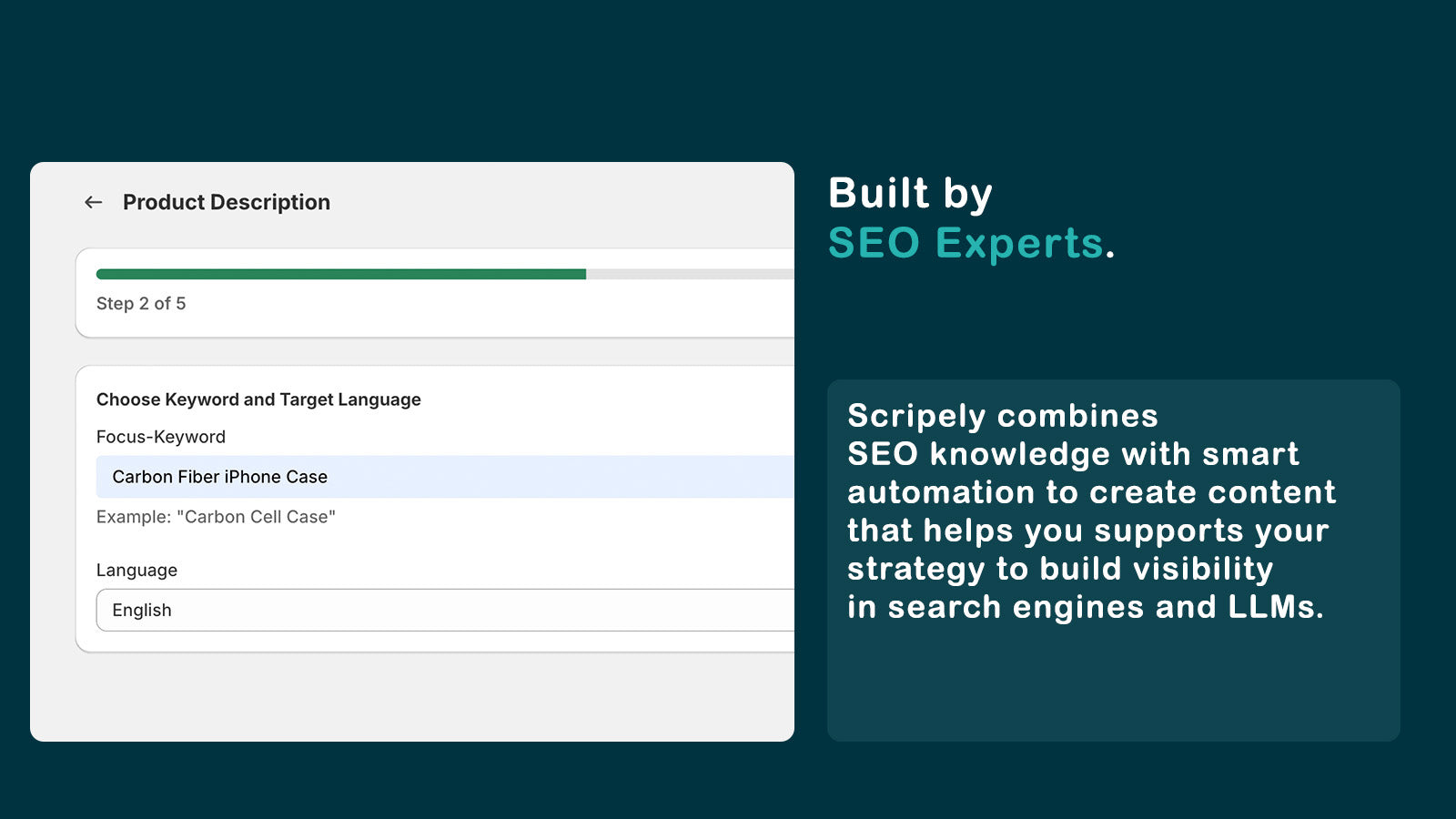 Keyword and language selection for SEO content creation