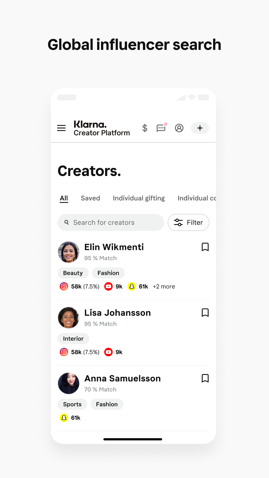 Global influencer search