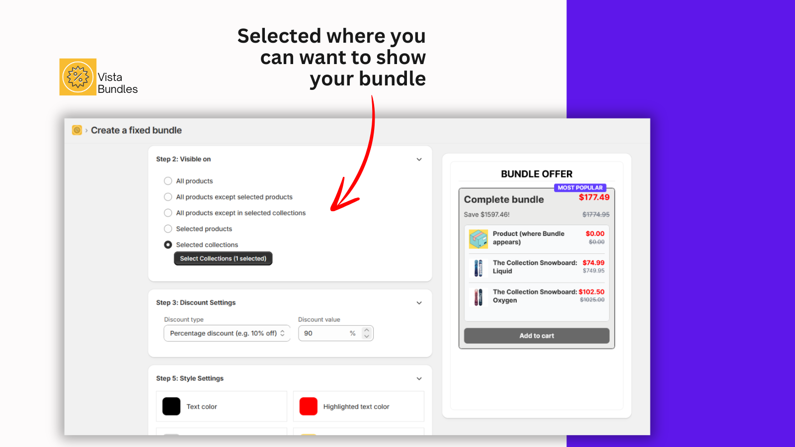 Show product bundle on selected products or collections
