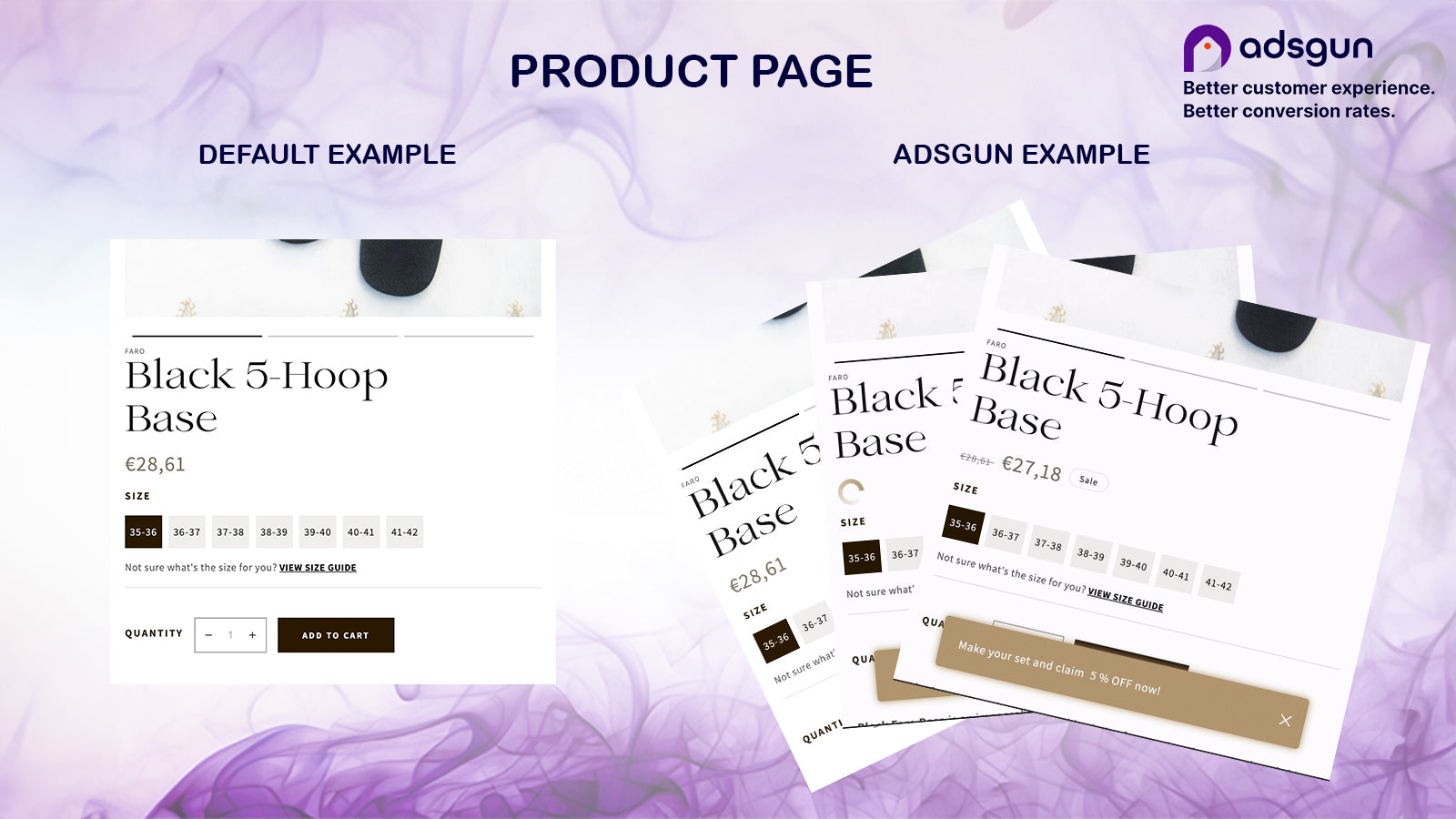 Default vs Adsgun Product Page