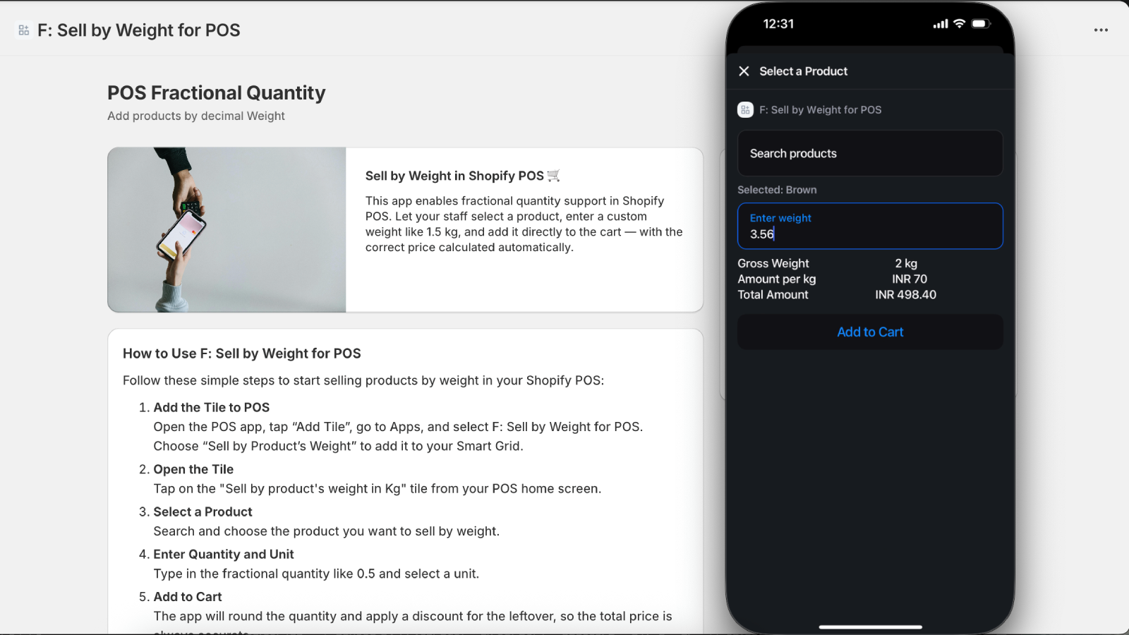 choosing product weight 