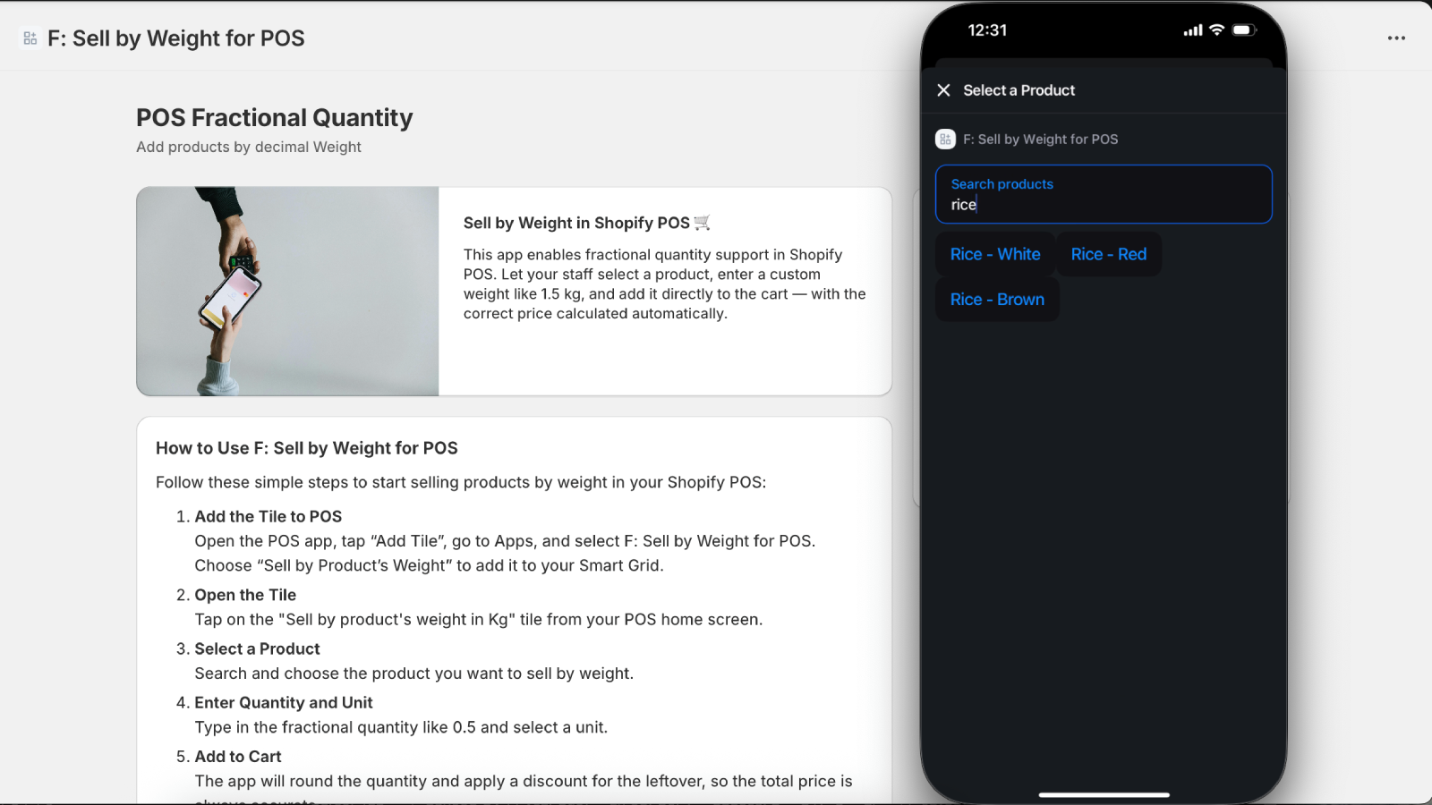 Product search in pos app