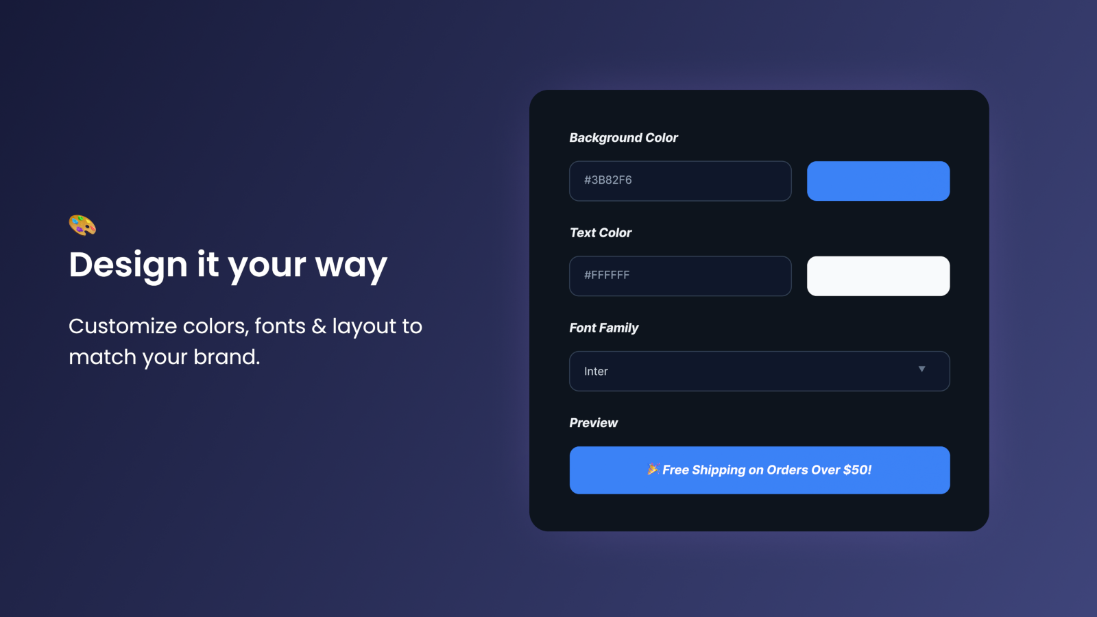 your own design for the announcement bars