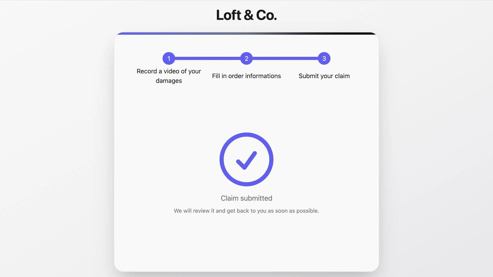 Return portal confirmation