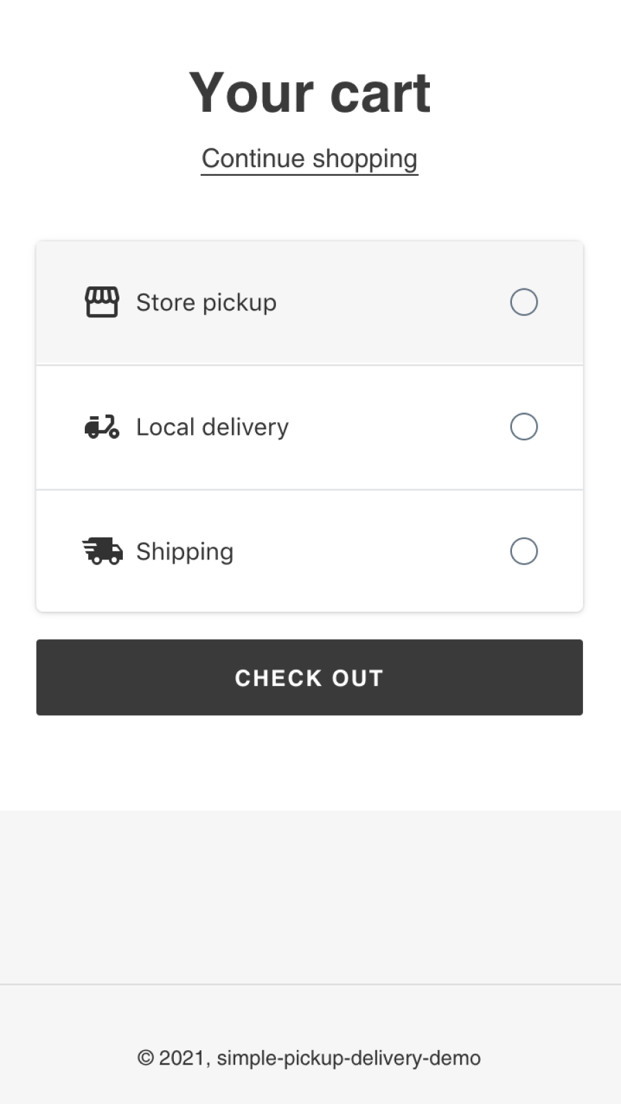 Mobile pickup/delivery/shipping widget