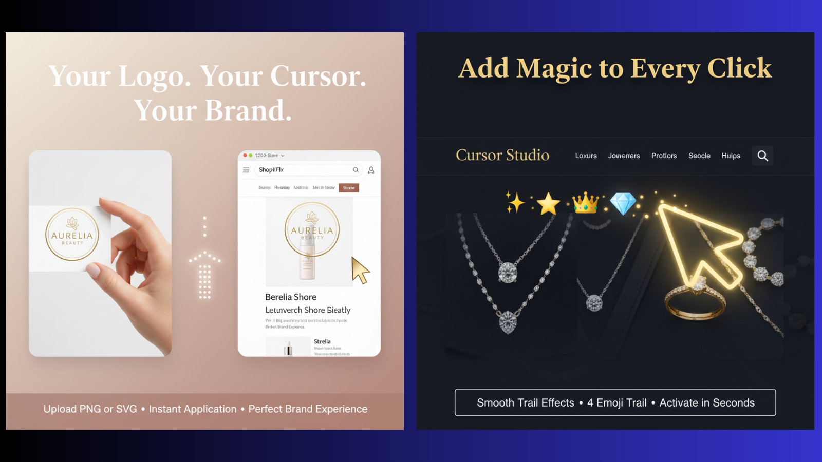 Upload Your Logo • Become Your Cursor • Brand Magic