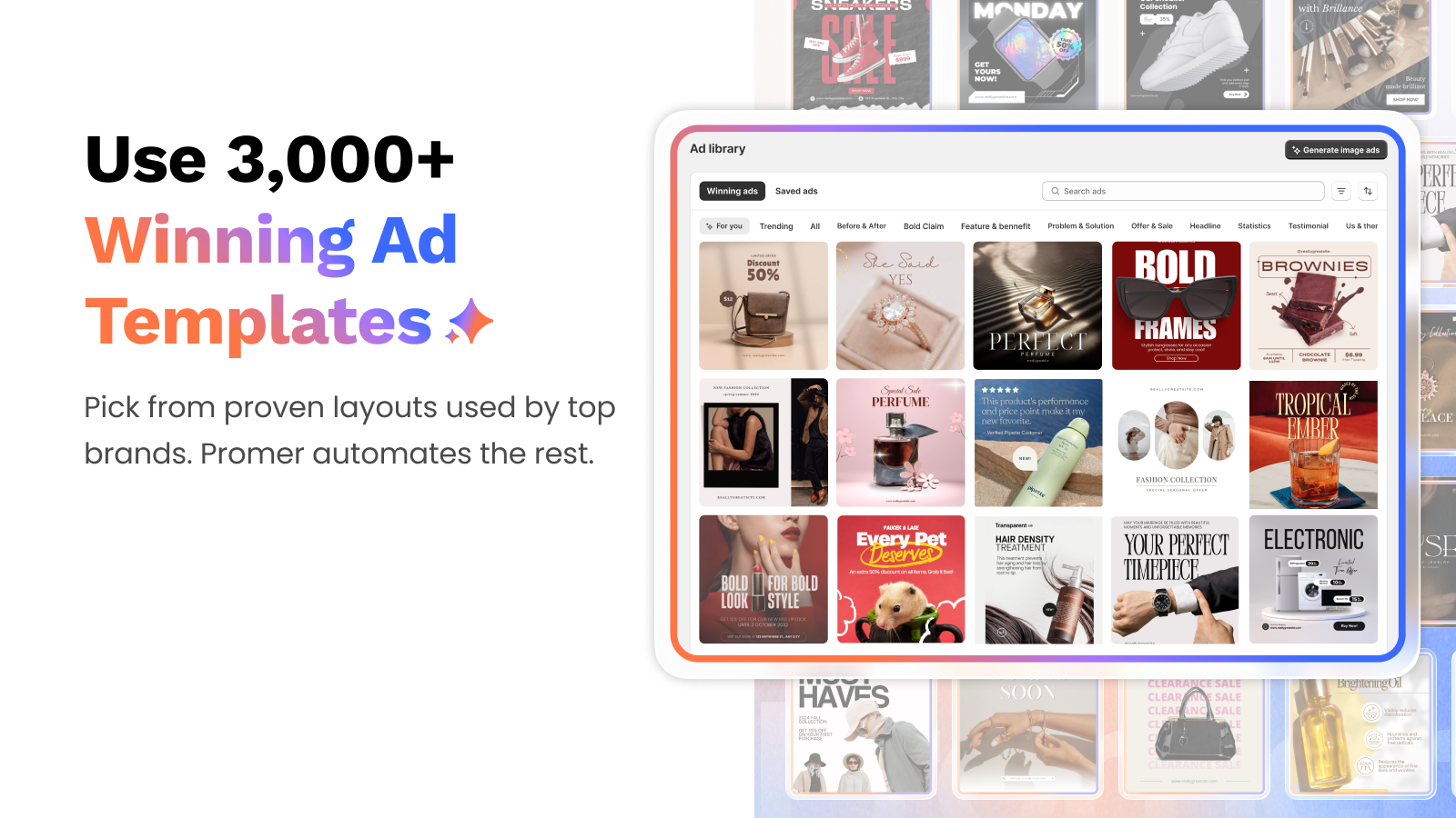 Access 3000+ winning ad templates