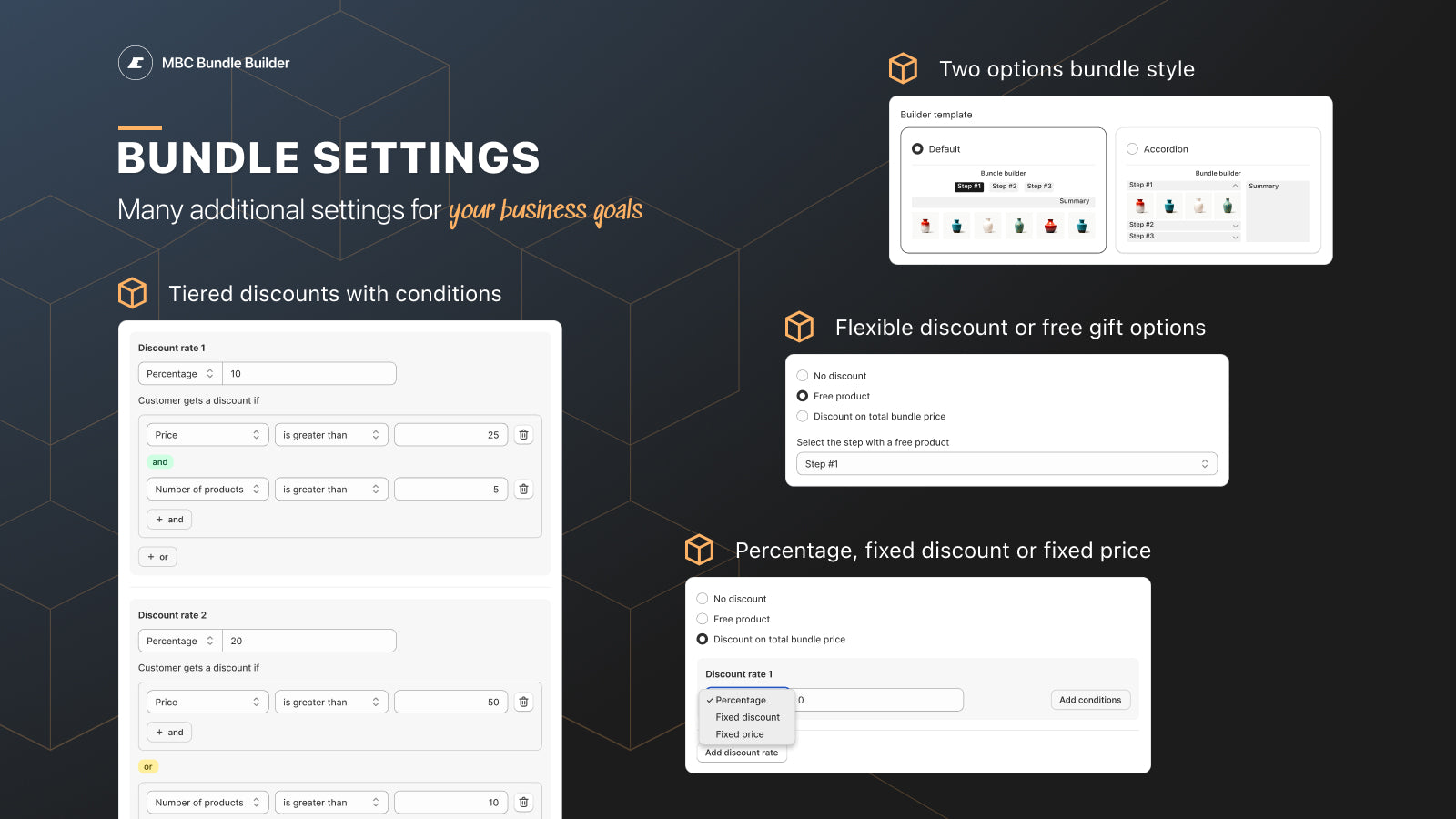 Many addiional settings for your business goals