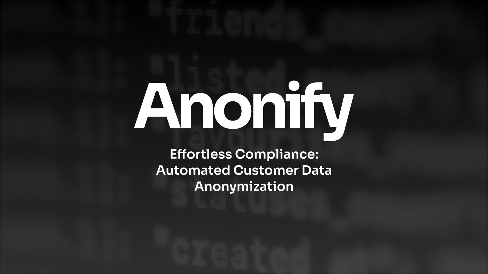 Anonify: Effortless Customer Anonymisation