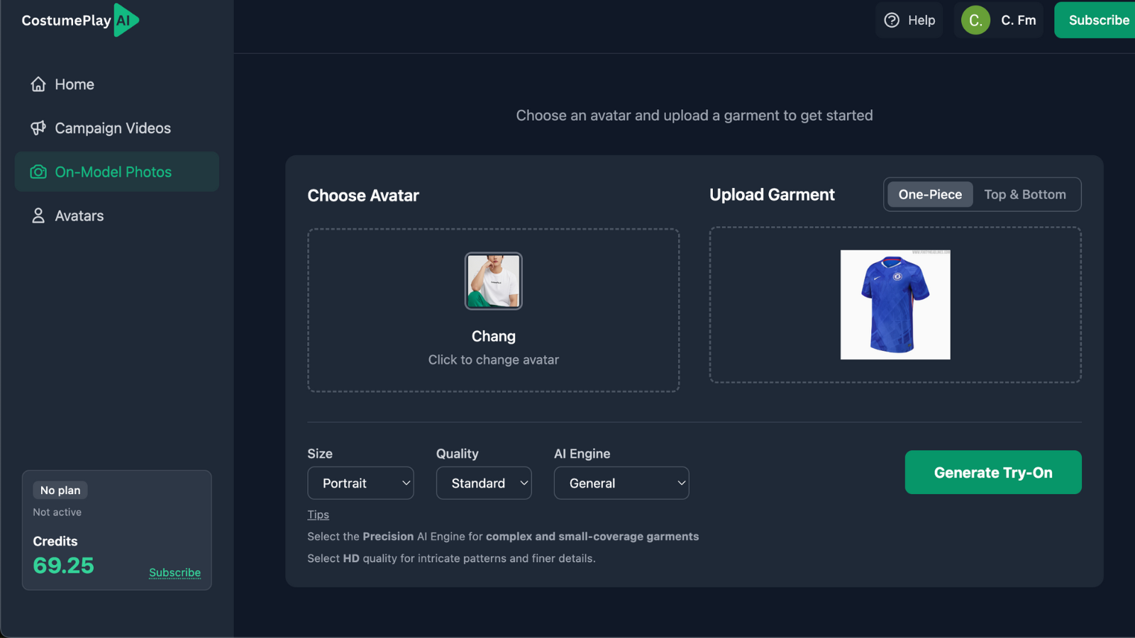 CostumePlay AI Try-On Form