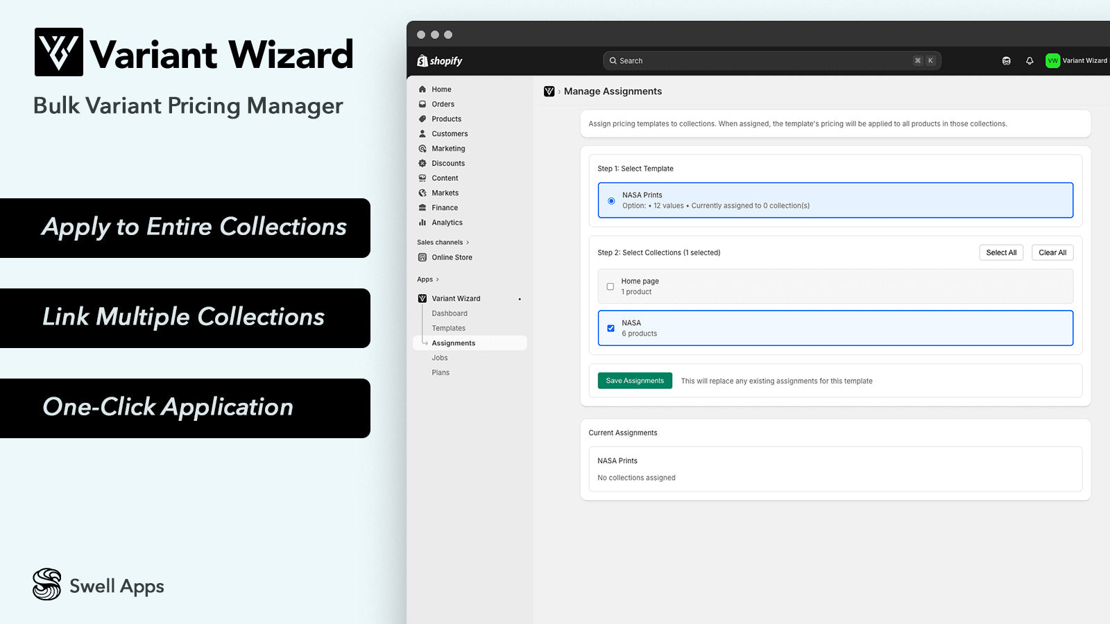 Shopify Variant Wizard Assign Pricing Template to Product Collec