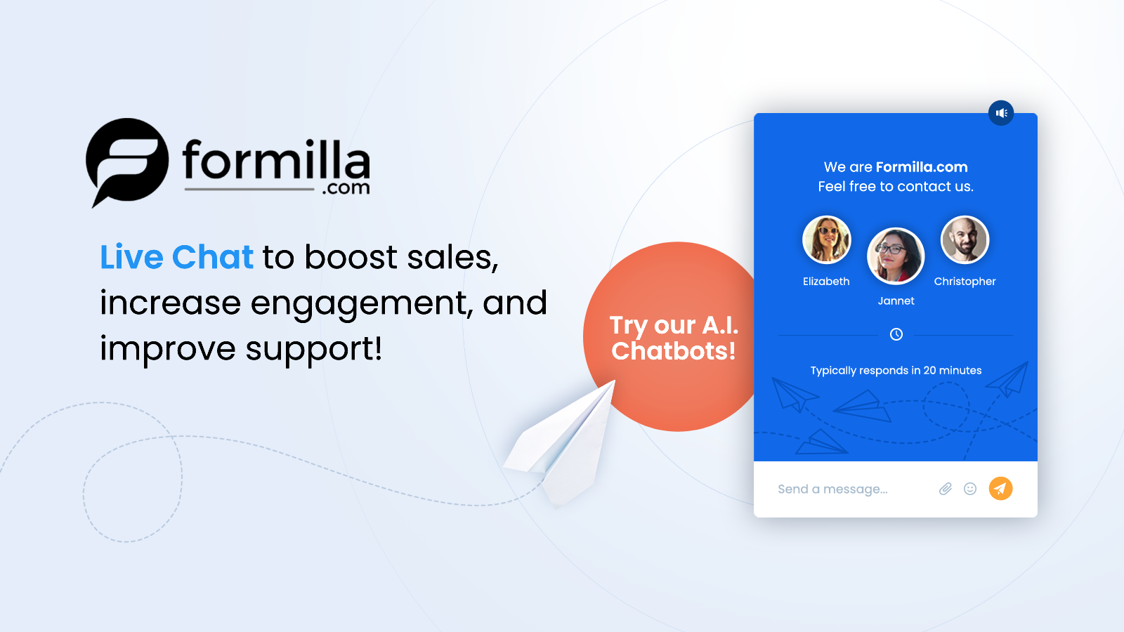 Formilla Live Chat + Chatbot