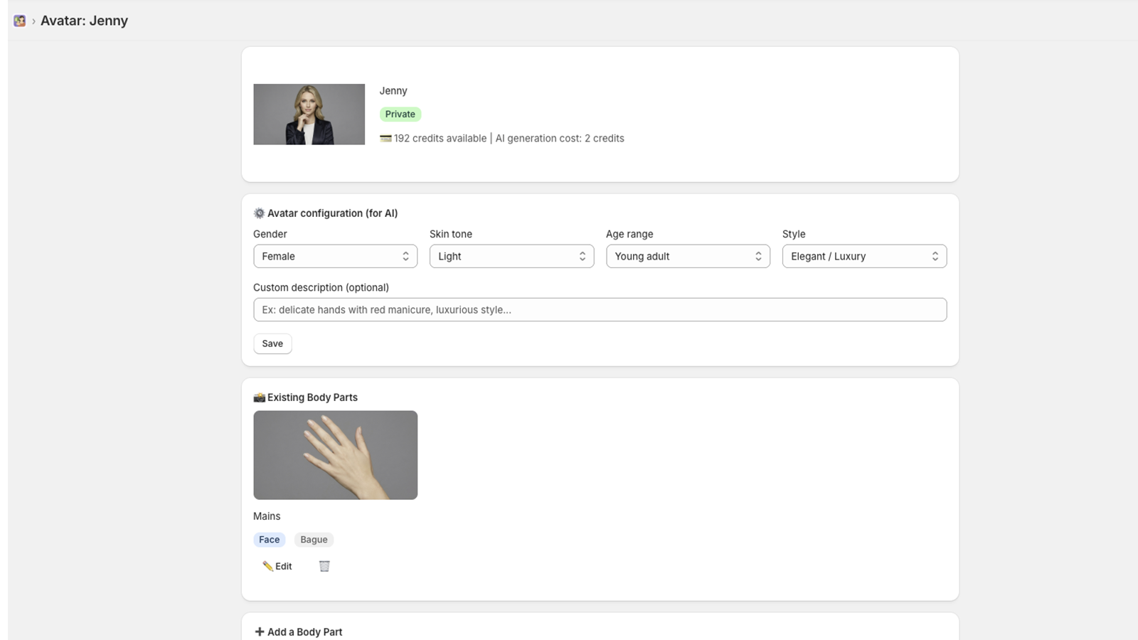 Create your avatars and theirs body parts (hands,ears etc...)