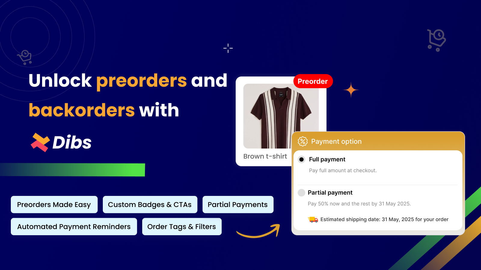 Shopify preorder & backorders with flexible payment options