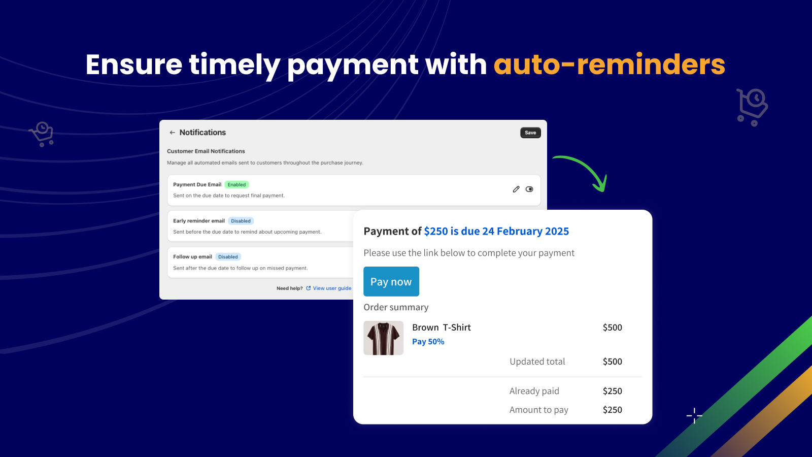 Setting up auto payment reminders