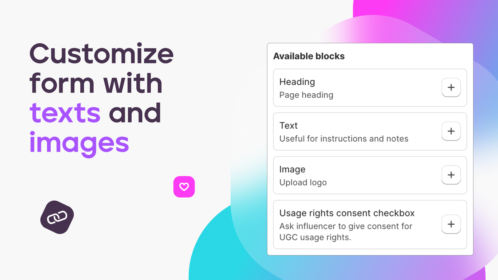 customize form with texts and images