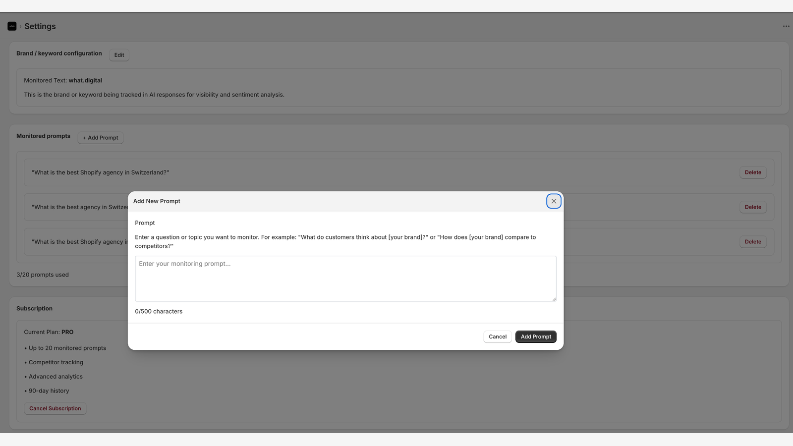 Adding prompts